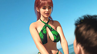 The Beach House V0.2 Part 1 - Giving Alicia a Sensual Beach Ass Massage and Peeking at Leanna