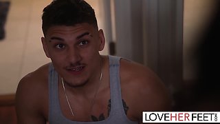 Latina Hottie Vanessa Sky Gives Footjob To Horny Cock