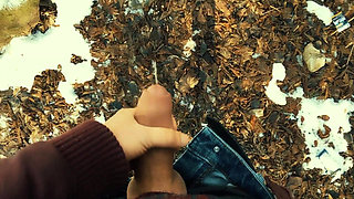 Piss with Erection and Quick After That Cumshot POV