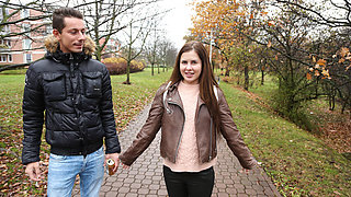 Beautiful long haired teen Cassie Fire fucks a guy she just met