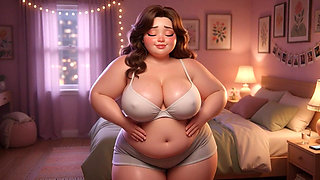 Plump Chubby Stepsister Slowly Strips and Reveals Her Full Soft Curvy Naked Body to Her Stepbrother in Bedroom