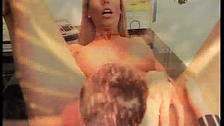 Blonde Babe Fucks a Doll Before Receiving a Real Dick in Both Her Holes