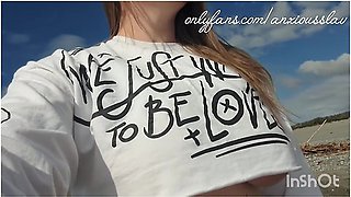 Flashing My Big Tits On A Public Italian Beach!