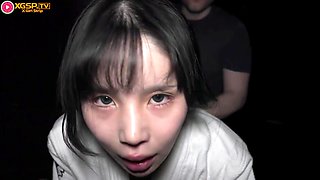 Asian Slut Surrounded by Cocks Deepthroats & Gets Face-Fucked Hard