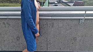 I Flash My Tits and Pussy on the Highway Overpass