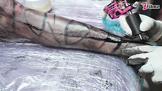 Superb Tattoo Babe Gets a New Tattoo while Having a Big Dick in her Asshole - Gaping and ATM