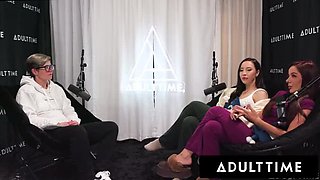 Lesbian Podcast: Melissa Stratton & Vanna Bardot Scissoring and Pussy Licking - Big Tits, Big Ass BBW