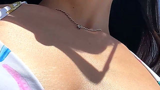 Selfie Fun and Beauty Boobs Flashing on the Beacch
