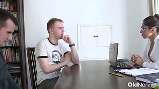 OldNanny - Blonde in Sheer Top Flirts at Bar Then Sucks Cock on Couch