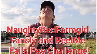 Farmgirl Fails Pee Challenge And Pisses Pants Outside While Drinking Water, Soaking Jeans!