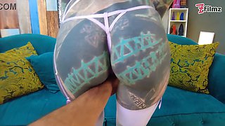 Interview ends us with wild fuck, ballsucking and creampie!