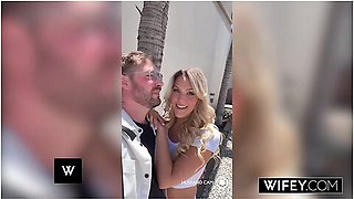 Hot Blonde Hotwife Savvy Suxx Gets Railed By 6 Huge Cocks In Steamy Gangbang, Her Husbands Dream Comes True!