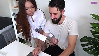 Hot Secretary Seduces Boss, Sucks His Legs and Gets Fucked Hard – Humiliation