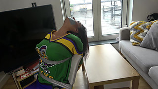 Latina in: Hockey Team Member Taped up to a Chair and Tape Gagged! (4k)