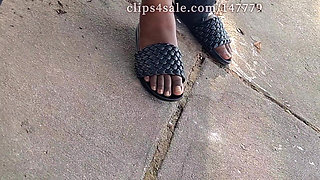 Hot Fudge Tasty Feet Left Foot Wrapped at the Bus Stop