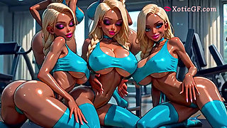 Fit Busty MILF Banged in Gym by Four Muscular BBC (Cartoon Anime) HQ