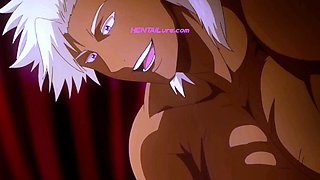 Titan dominates bride in bed after erotic anime feast