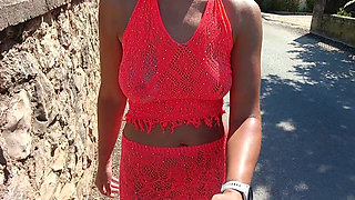 Walking, Flashing Tits and Pussy, Plus Pissing Outdoors in Croatia