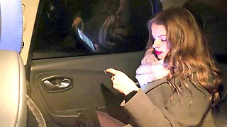Married slut S-Wife Katy takes a big cab driver's manhood deep in her throat
