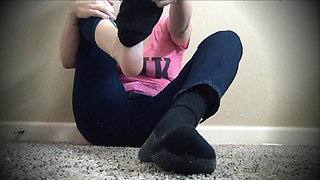 Toe Jam Toes Black Sock Fuzz Foot Licking for Foot Slave