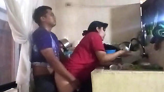 Fucking the Maid in the Kitchen When My Wife Is in the Living Room