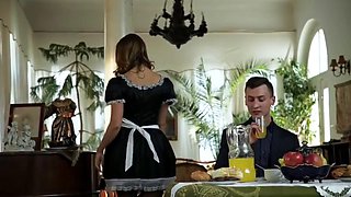 Hot Sexy Maid in Lingerie Gives House Lord Breakfast Cumshot