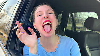 Red Lips Marlboro Smoke in Face & Sexy Striptease POV