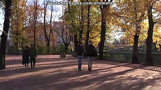 Brunette sexy girl sucking and fucking biggest amateur dick
