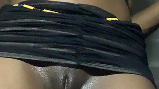 Hot Sexy Dance Ebony Teen Teasing with Oily Wet Pussy Shows in Mini Skirt