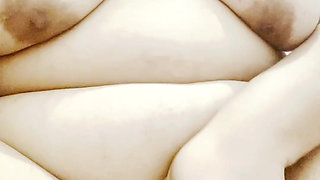 Leafy girl shows off her beautiful body and big breasts masturbating