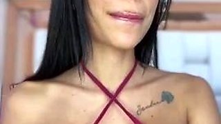 Chubby Brunette Big Boobs Dildo Masturbation
