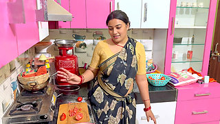 My Lovely Stepmother Was Cooking in the Kitchen, Stepfather Went to Office Then Stepmother Wants to Fuck