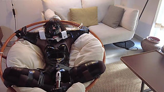 Mz16 - a Chinese Girl Wearing Black Stockings and a Latex Suit Is Bound with Duct Tape