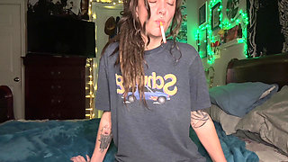 Smoking Fetish Masturbation - Dripping Wet Hairy Pussy