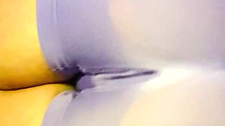 Perfect Cameltoe in Tight Purple Yoga Shorts