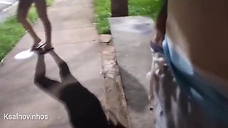 Risky Masturbating At The Bus Stop Next To The Beautiful Stranger!