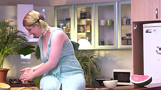 Hairy busty amateur fingers her cunt and toys her asshole