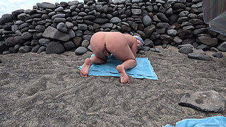 Outdoor Doggy Style Masturbation on the Beach