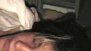 jerks on her face while mom sleeps son