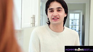 Doing The Chores As My Tattooed Busty Redhead Stepmom Sucks My Big Cock - POV Handjob and hardcore