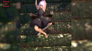 3D Anime Pink Haired Babe Fucked and Creampied by a Goblin Horde