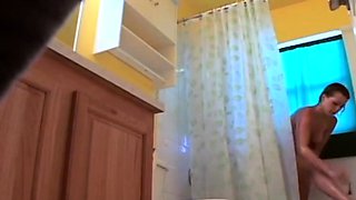 Stepdaughter 21 shaves pussy in shower (voyeur)