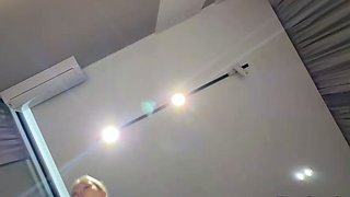 Busty Blonde Flashes Her Massive Tits and Hard Nipples