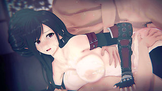 3D Hentai Tifa's "SEVENTH HEAVEN SCANDAL": Bound Bartender & POV Sandwich DP (4K)
