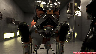Slave Stuck in Steel Bitchsuit - 3D Metal Bondage Training