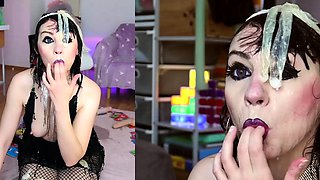 Kinky moist taco brunette anal toy play during masturbating