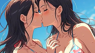 AI Anime Hentai Uncensored, Uncensored video of Lesbian MILF Kissing, 3D Hentai Gangbang Cartoon on closeup by Kiidzy Animates