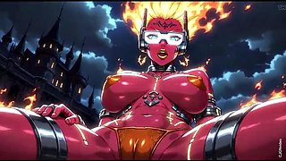 Fire element demon sexy pose Ai animation