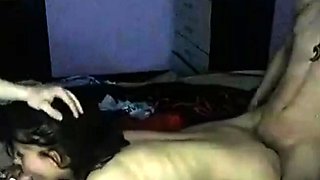 Two guys take turns fucking hot Russian teen brunette live a