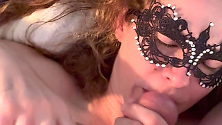 Sucking big balls for a pearl necklace